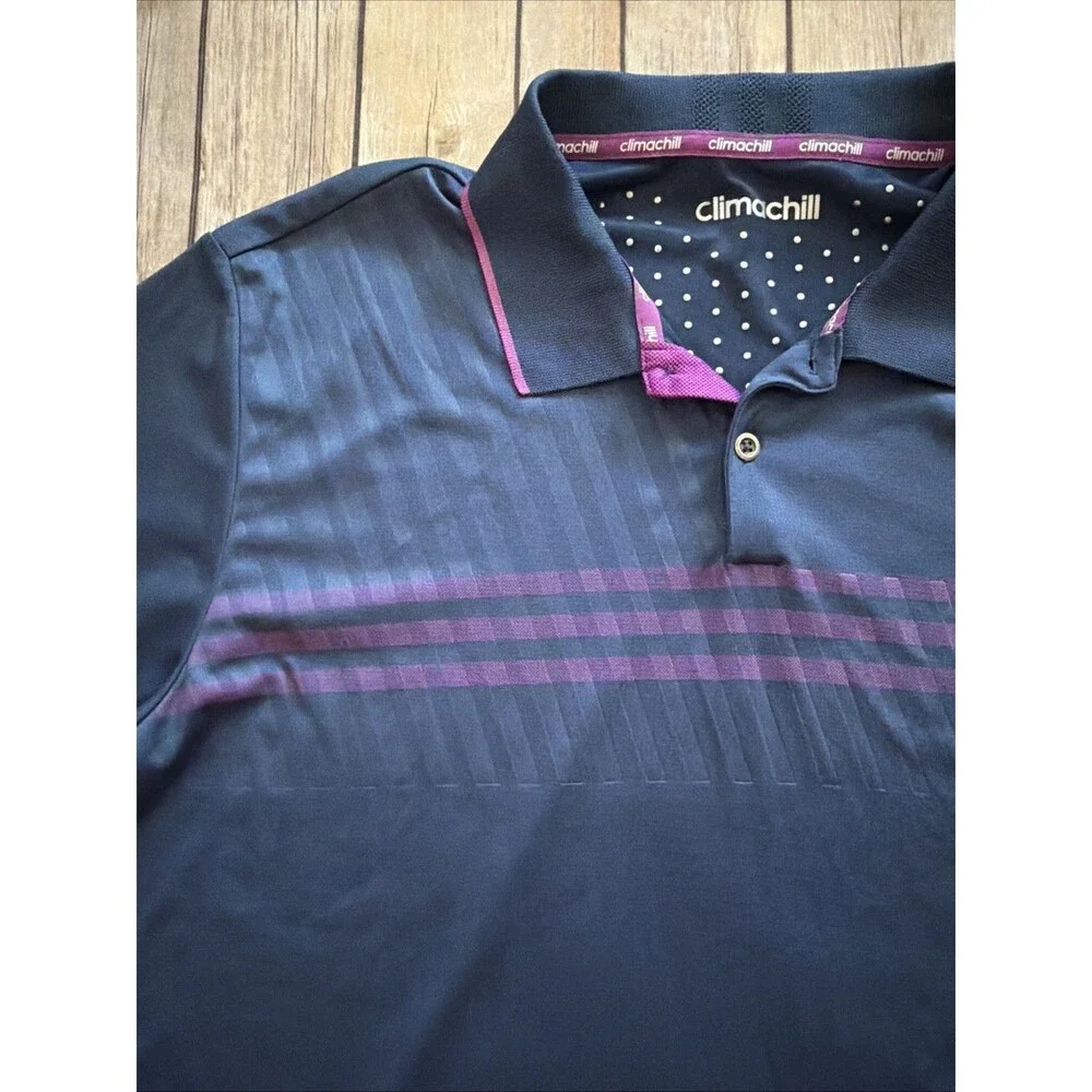 Adidas Polo Shirt XL Blue Purple Quail Hollow Climachill Mens